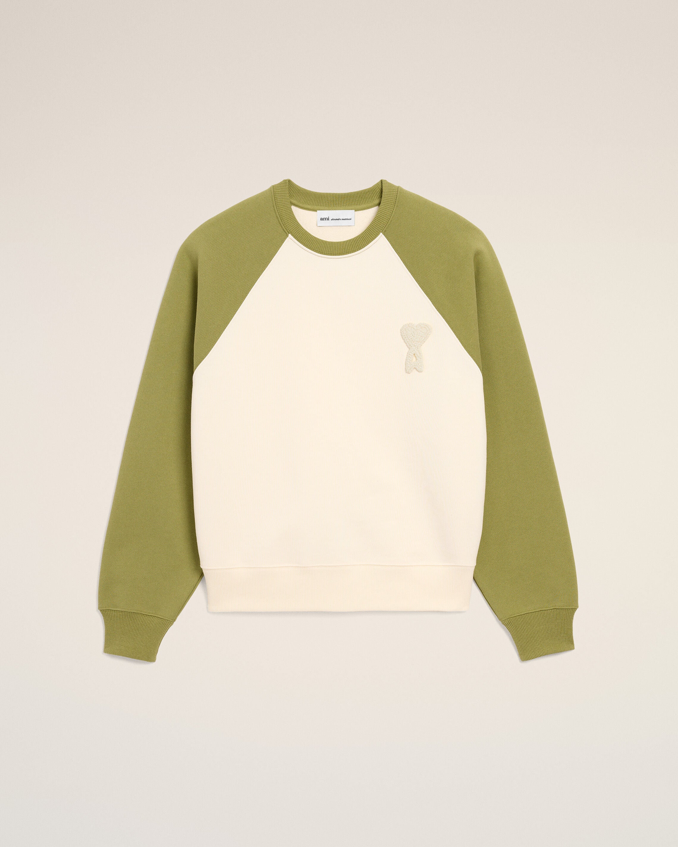 MOLETOM AMI DE COEUR BRANCO E VERDE DE ALGODÃO MALHA BRANCO/CAMOMILA | Ami Paris