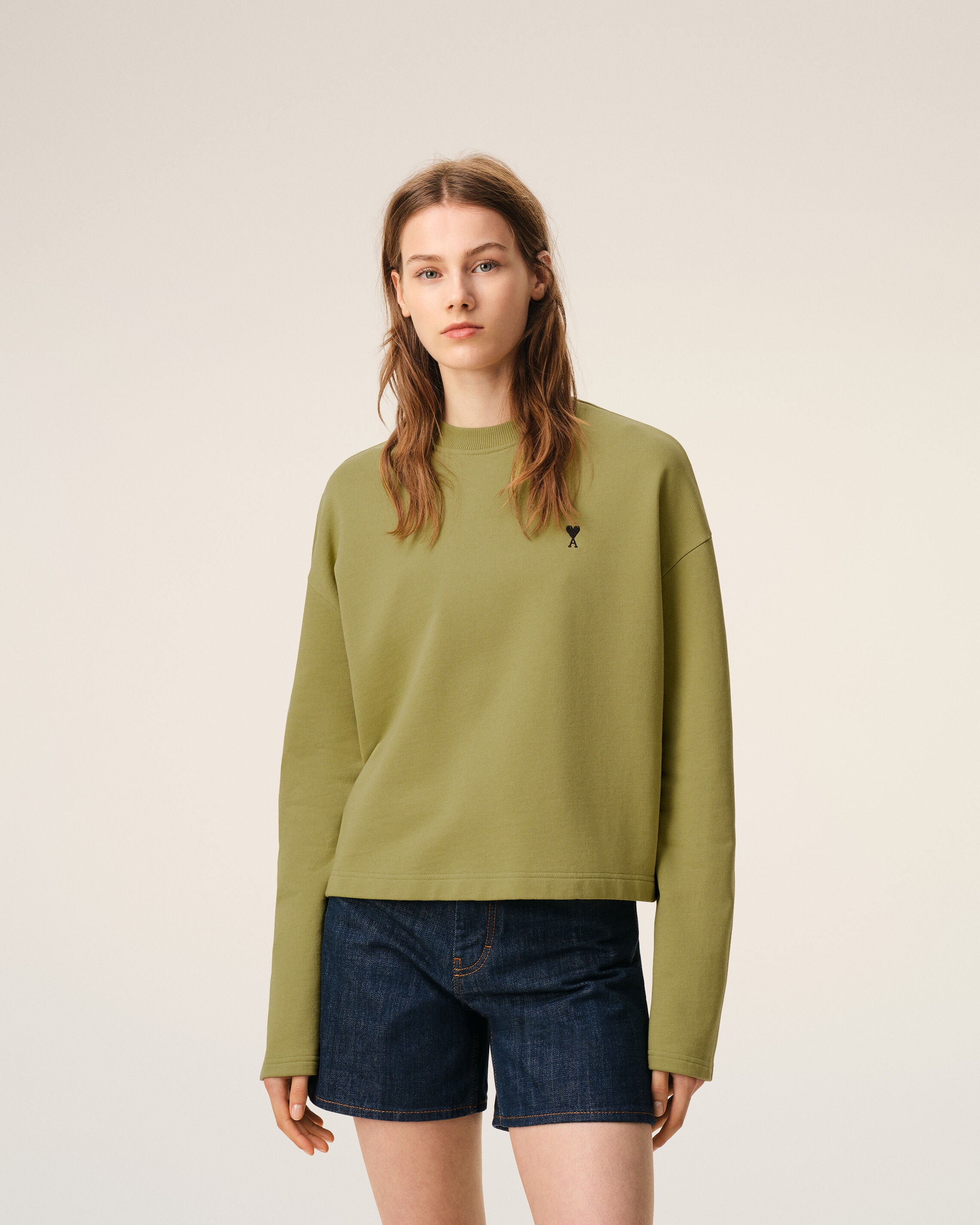 Moletom Curtinho de Algodão Verde Matcha Ami De Coeur | Ami Paris