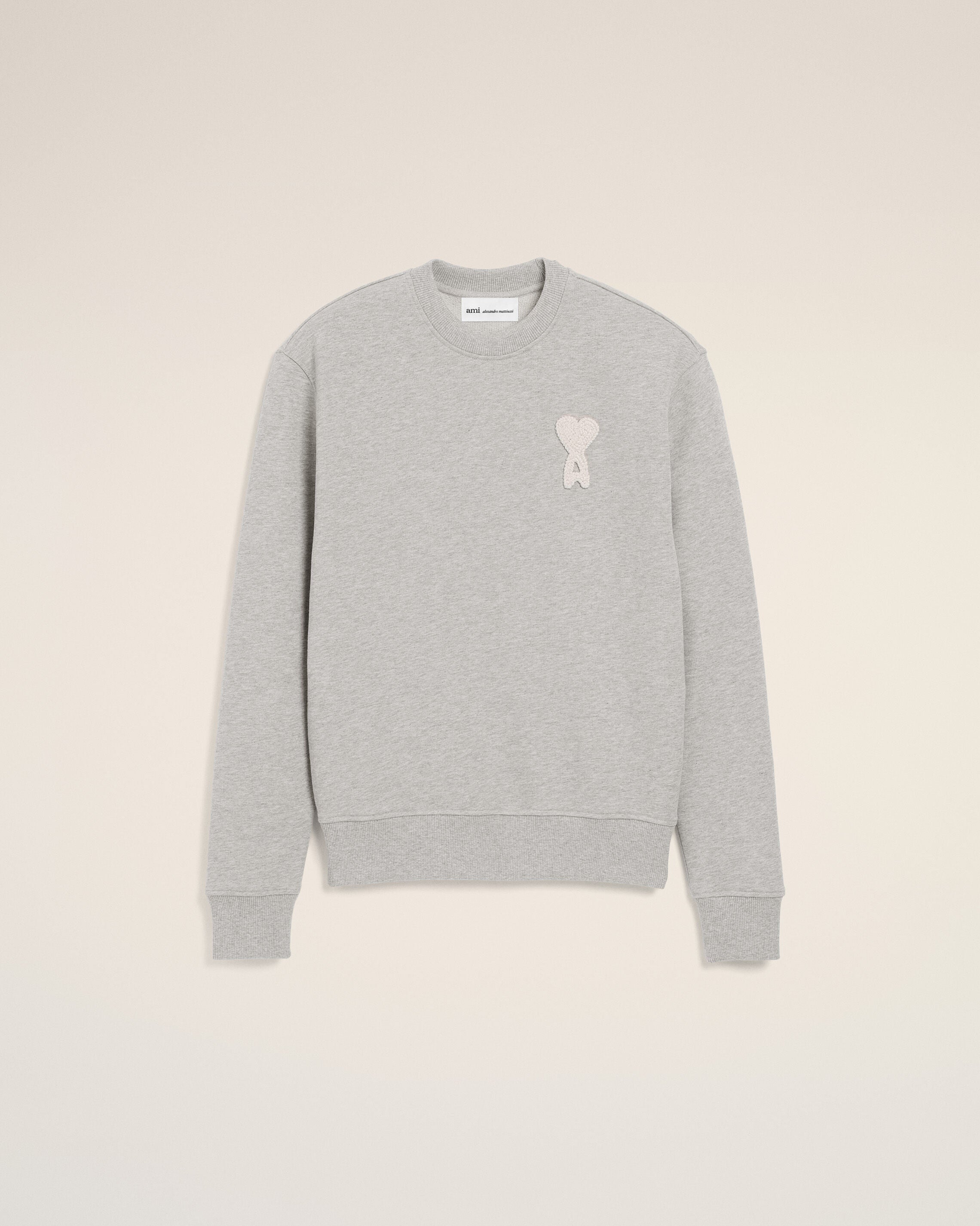 SWEATSHIRT AMI DE COEUR EM ALGODÃO MALHA CINZA/CREME CINZA | AMI PARIS