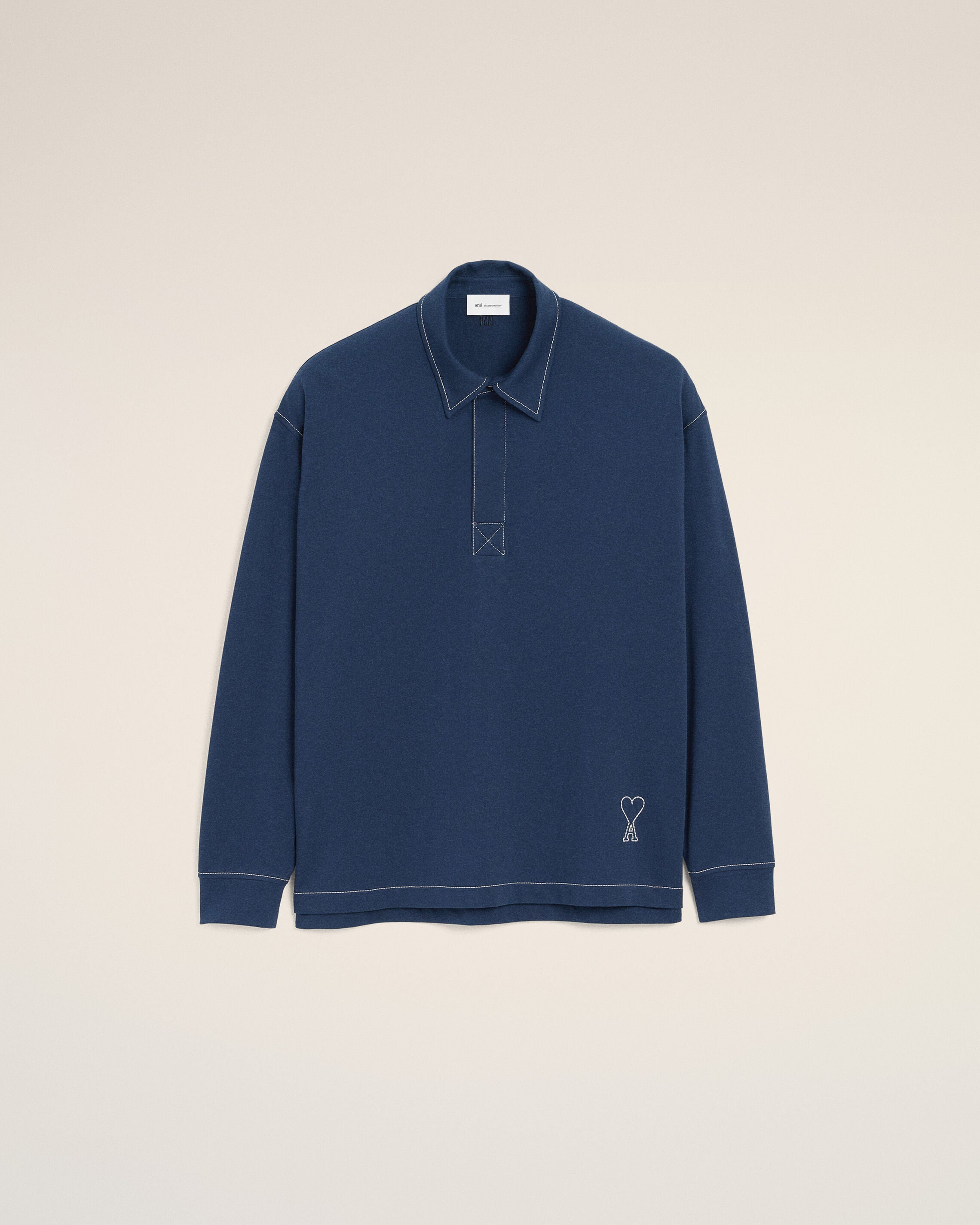 Camisola de Polo de Algodão Azul-Íntimo com Mangas Compridas Ami De Coeur | Ami Paris