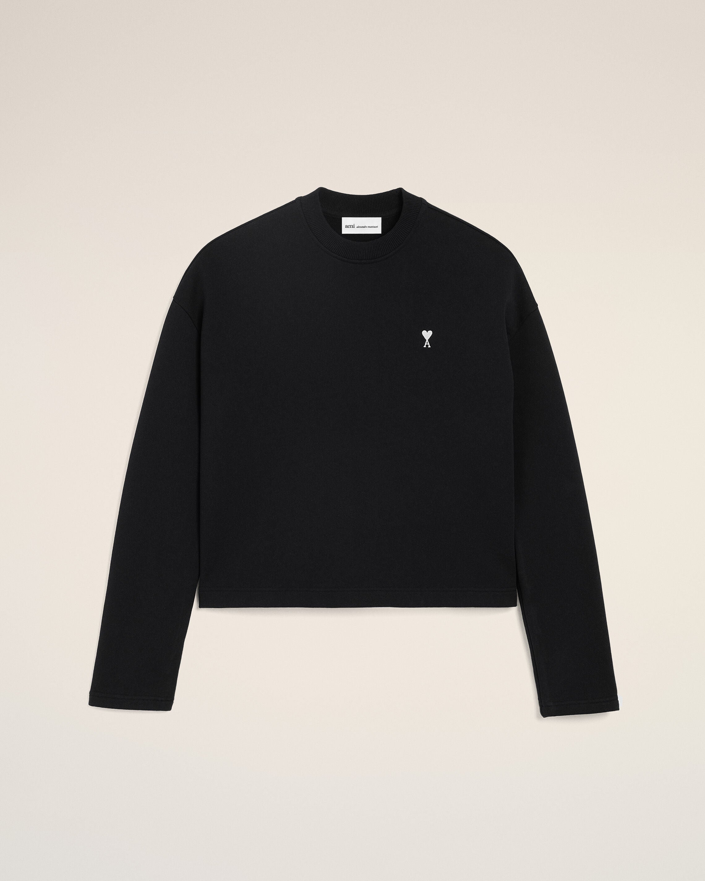 MOLETOM CURTO DE ALGODÃO PRETO/BRANCO CREAM Ami De Coeur | Ami Paris