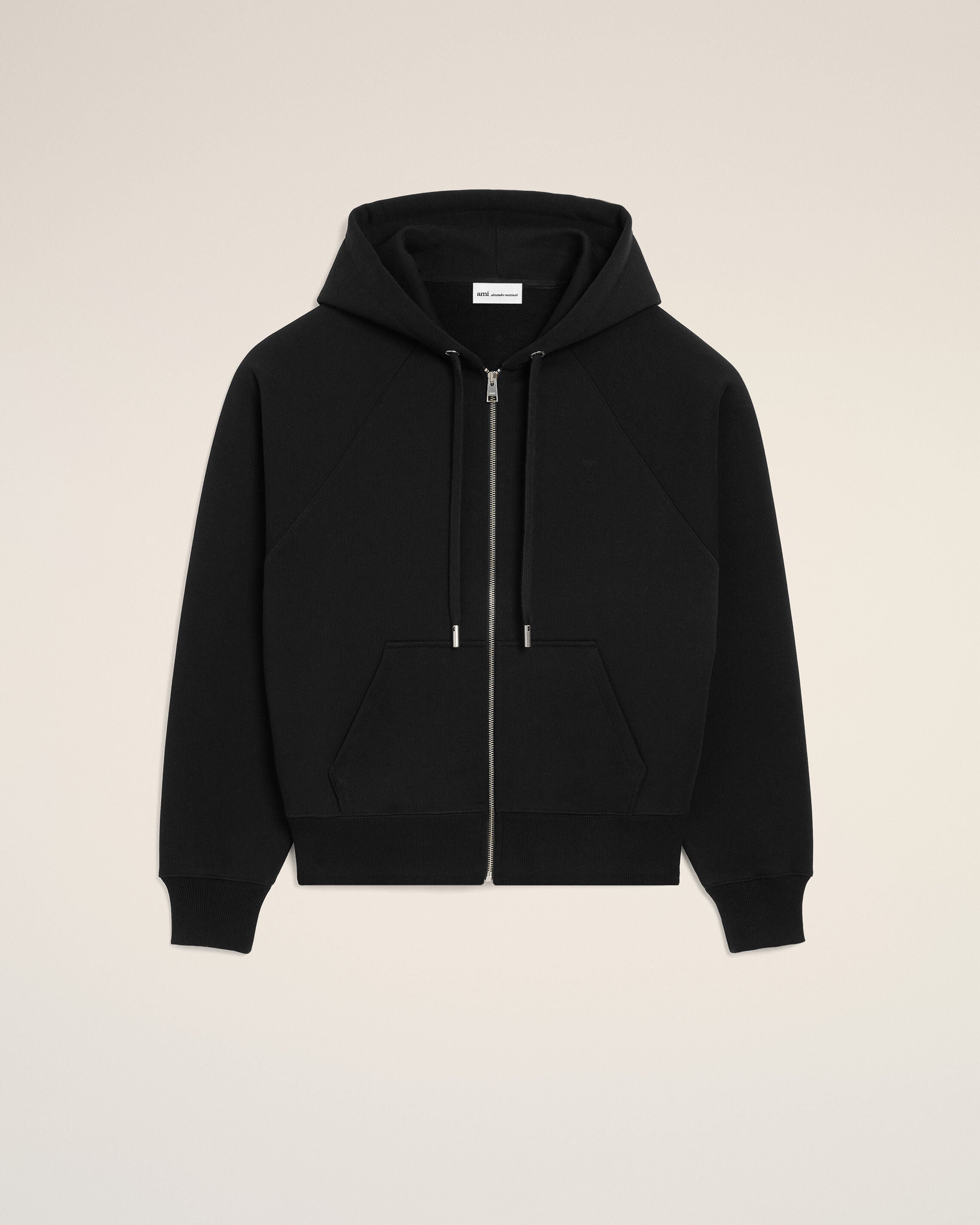 MOLETOM ZÍPER DE ALGODÃO PRETO BLACK AMI DE COEUR | AMI PARIS