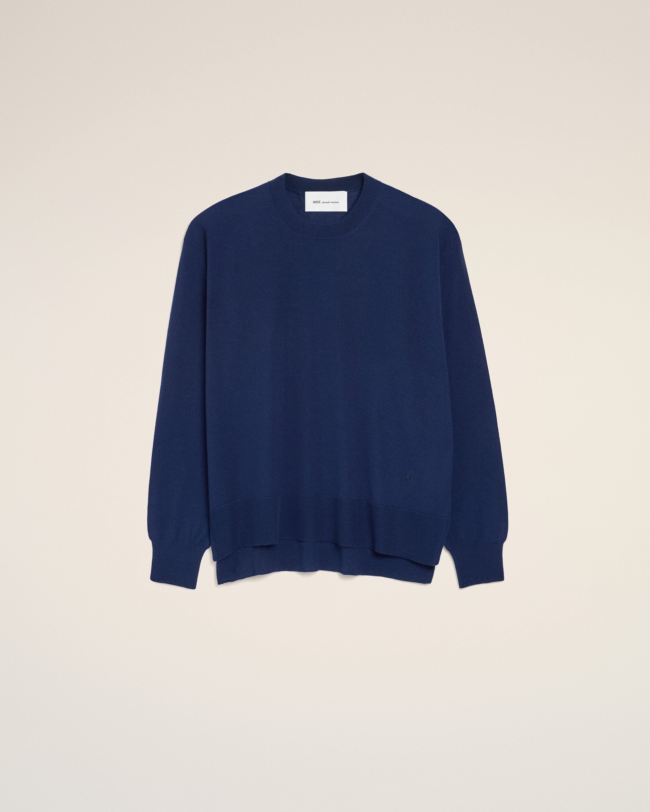 Sweater Ink Bleu Thin Wool Crewneck Ami De Coeur | Ami Paris