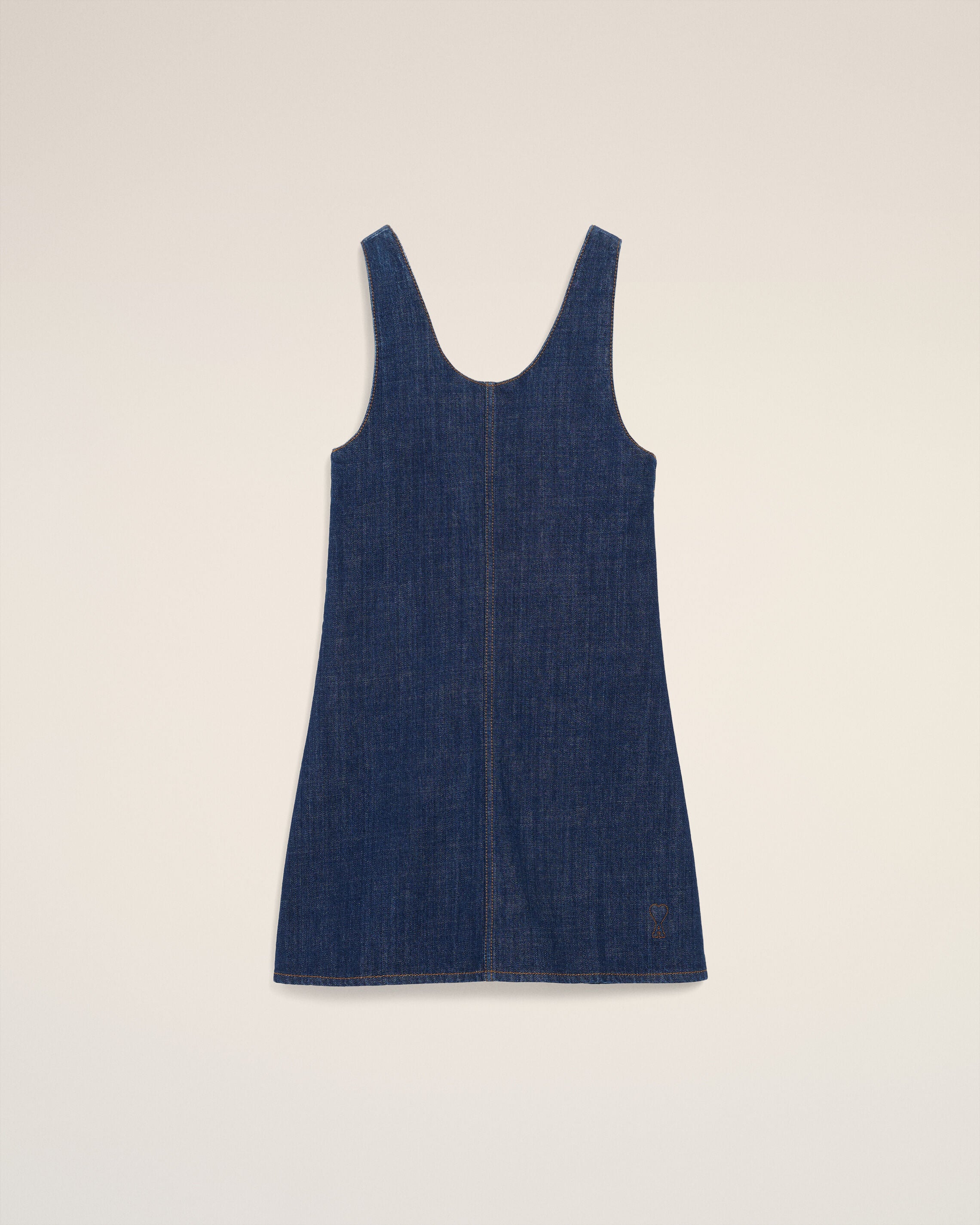 Vestido Curto de Algodão Azul Indigo | Ami Paris