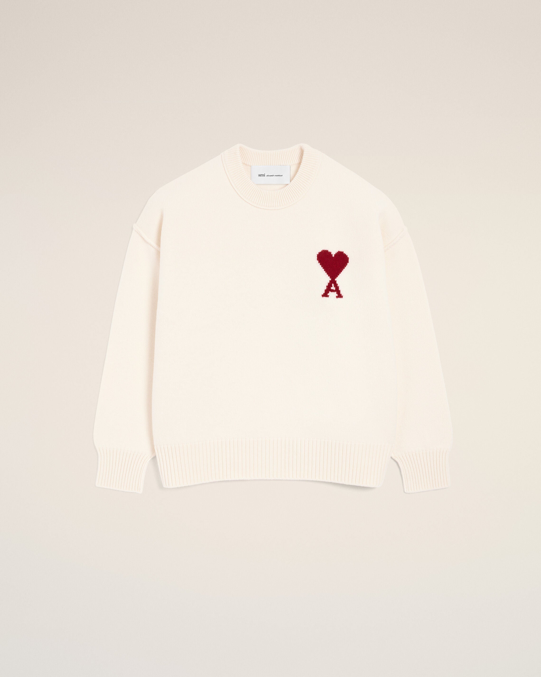 MOLETOM OFF WHITE/VERMELHO De Algodão Ami De Coeur | AMI PARIS