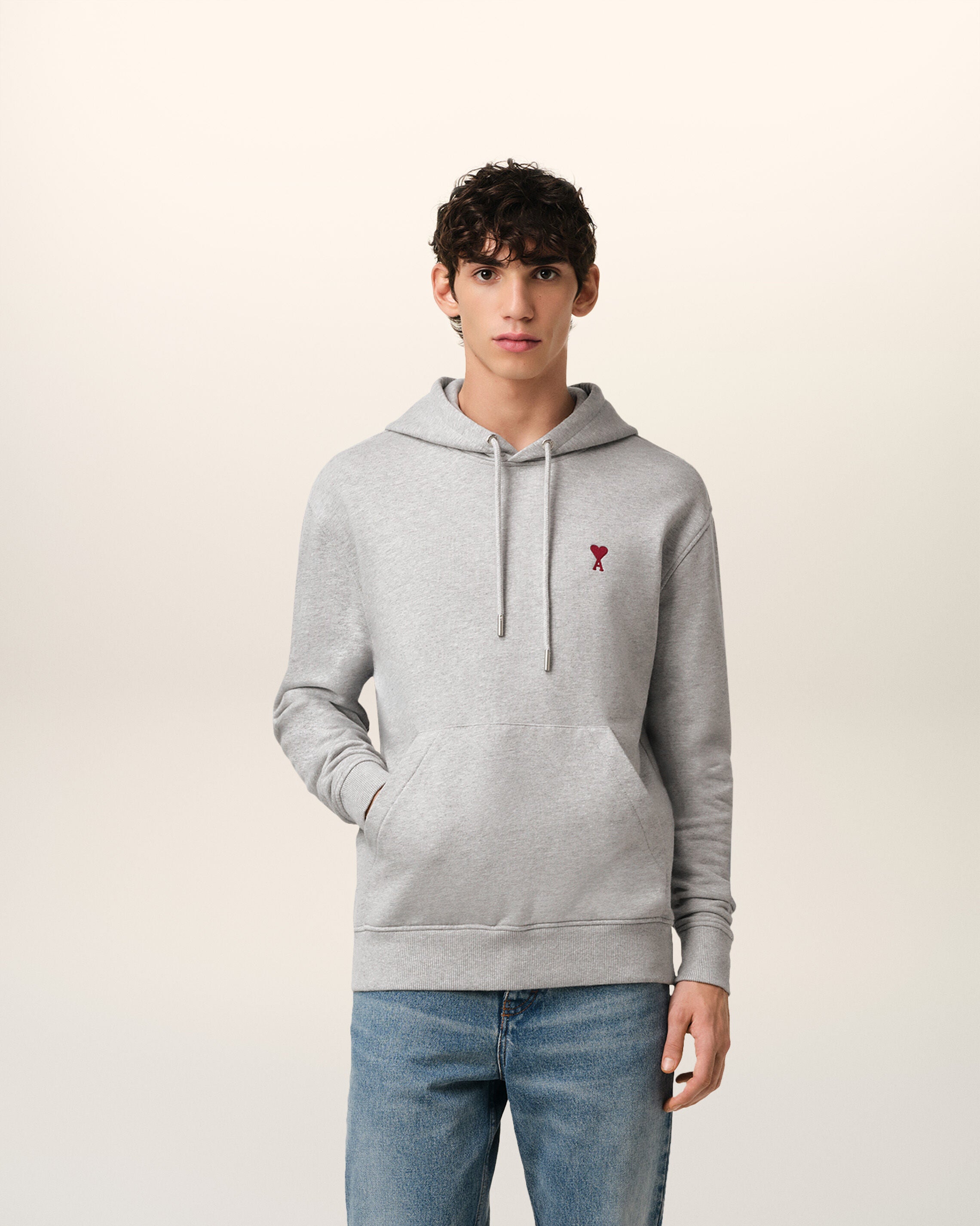 Moletom Ami de Coeur Cinza Heather Vermelho | AMI PARIS