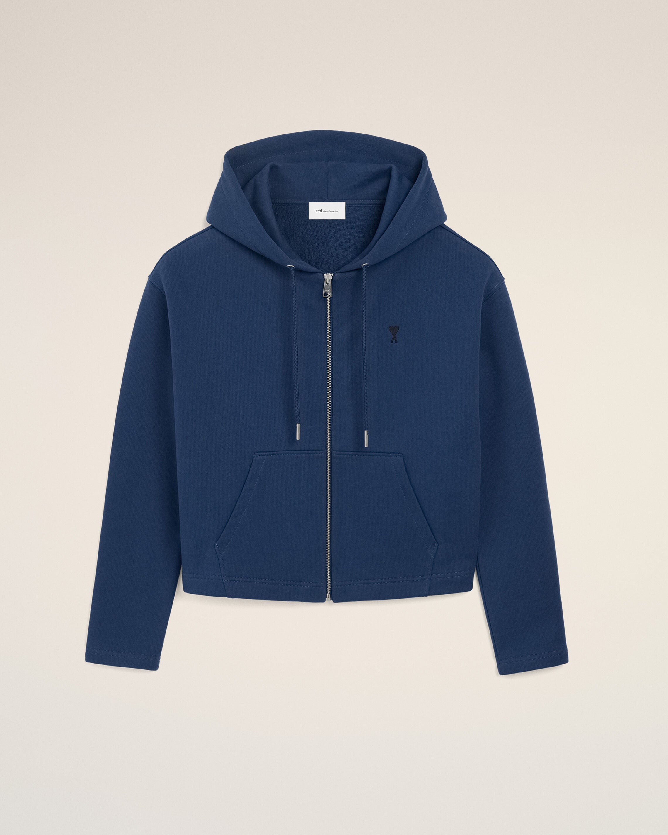 Moletom Zíper Ami De Coeur Azul Escuro em Algodão | Ami Paris