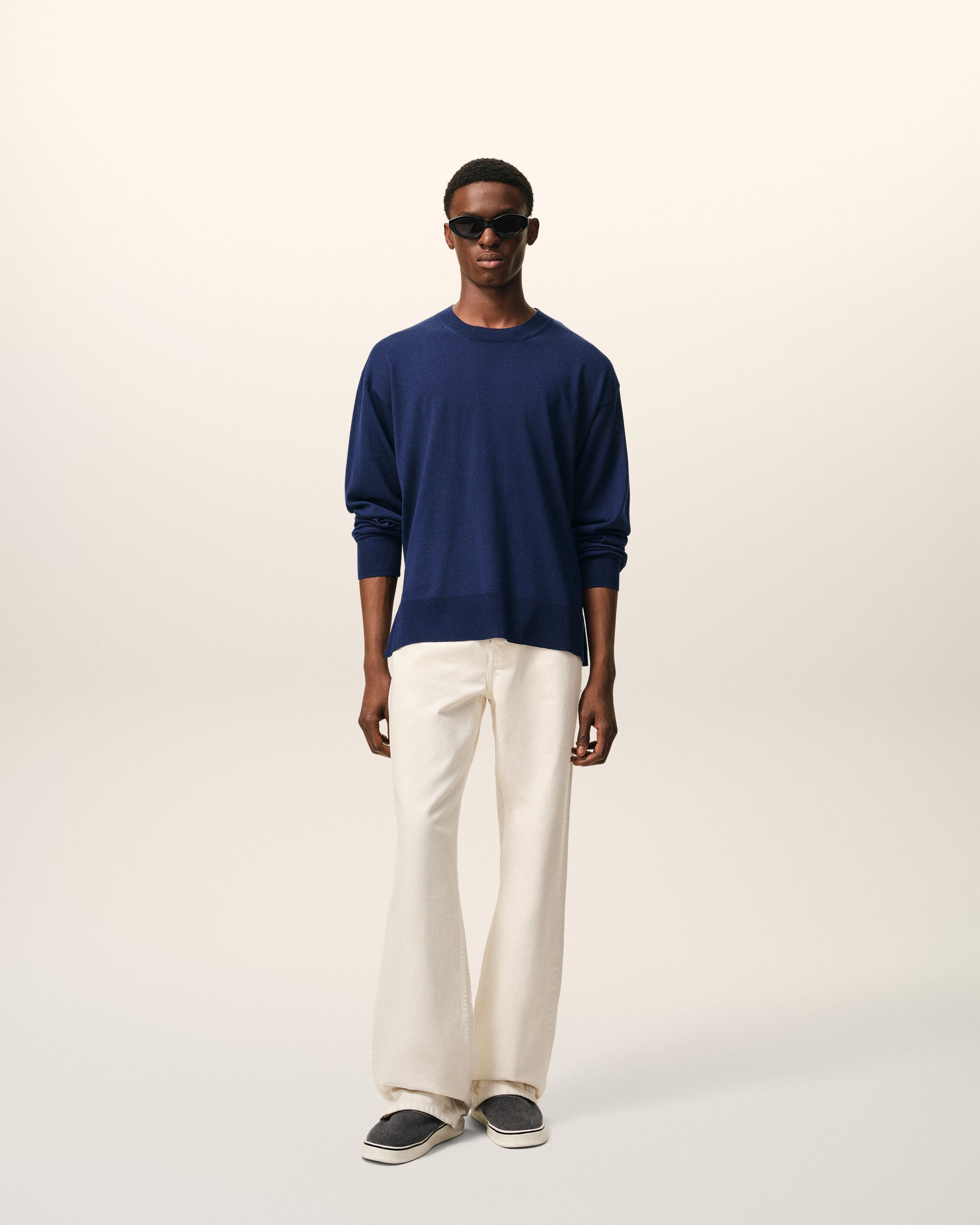 Sweater Ink Bleu Thin Wool Crewneck Ami De Coeur | Ami Paris