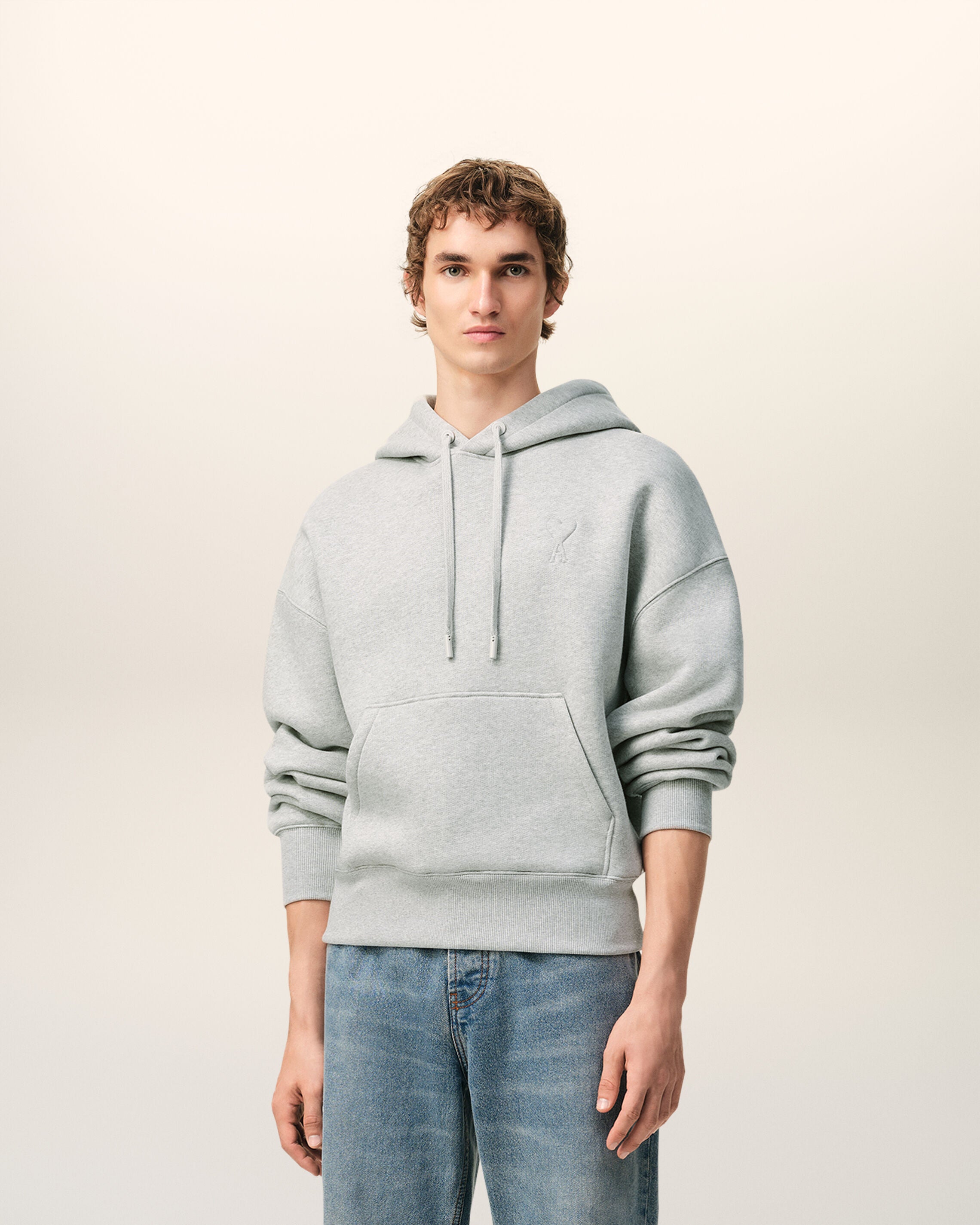 Moletom Ami de Coeur Cinza Heather Ash Cinza em Algodão Estampado | Ami Paris