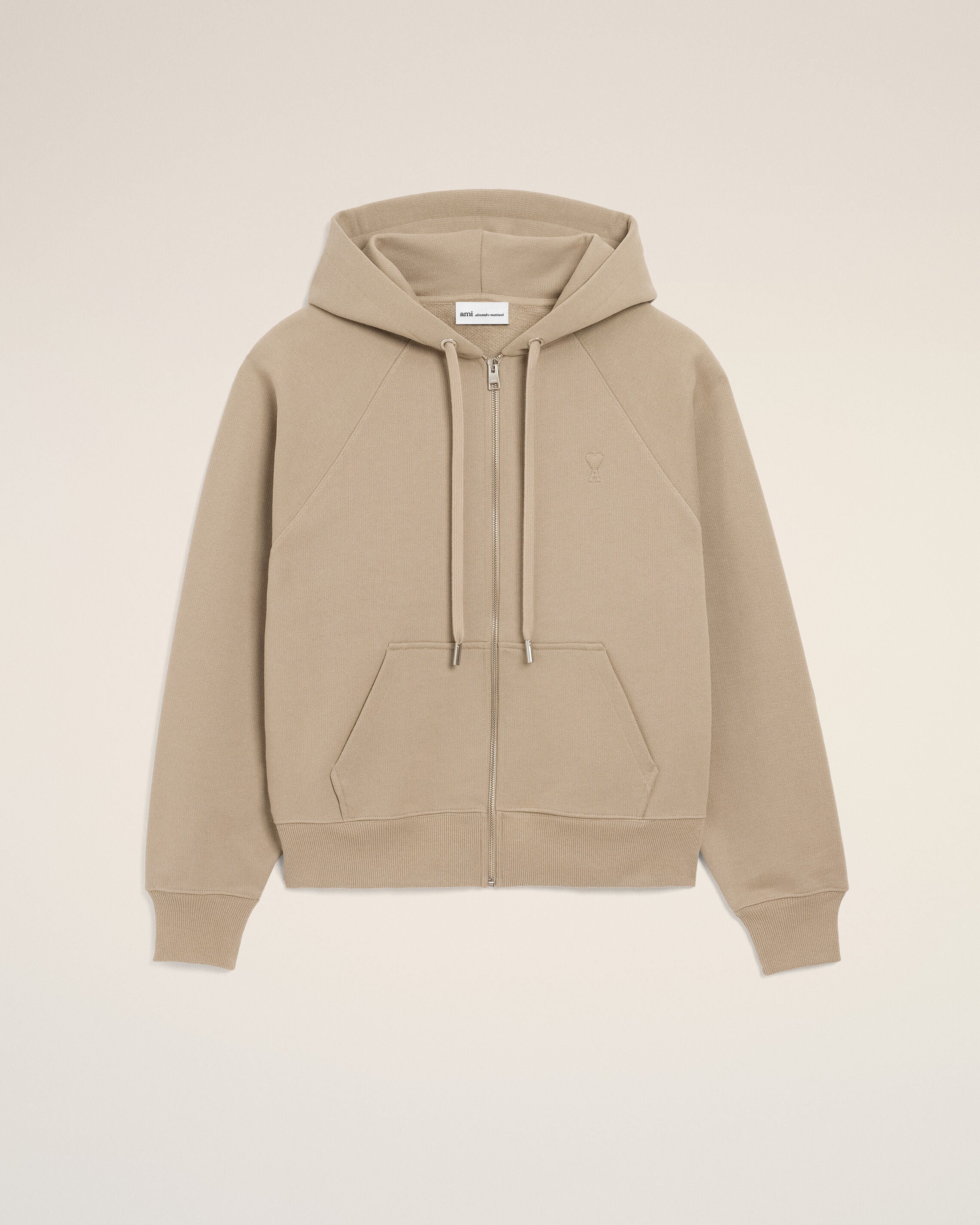 Cropped Hoodie Ami de Coeur em Algodão Bege com Estampa Tactil | Ami Paris