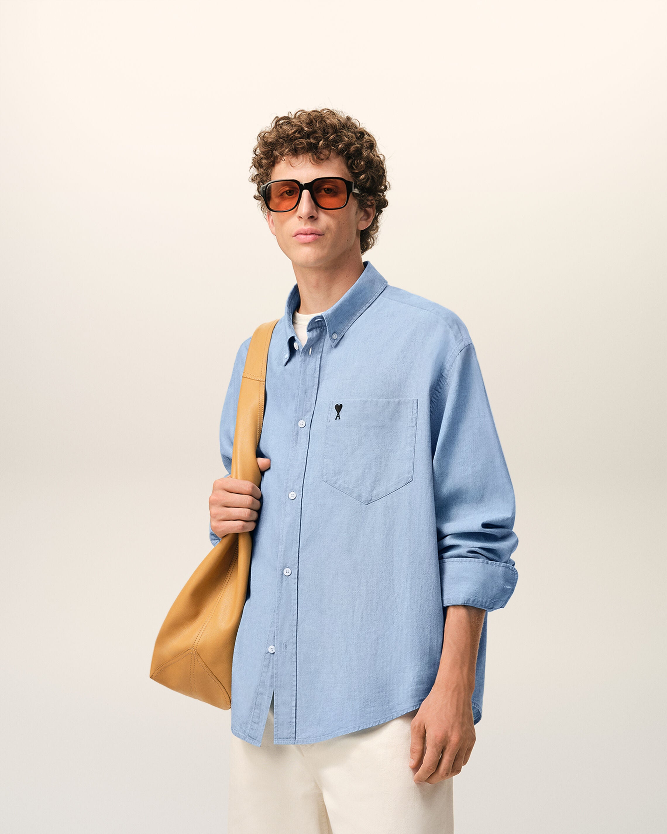 CAMISOLA AMI DE COEUR AZUL CAXEMIRA Azul de Algodão com Estampa Boxy | Ami Paris