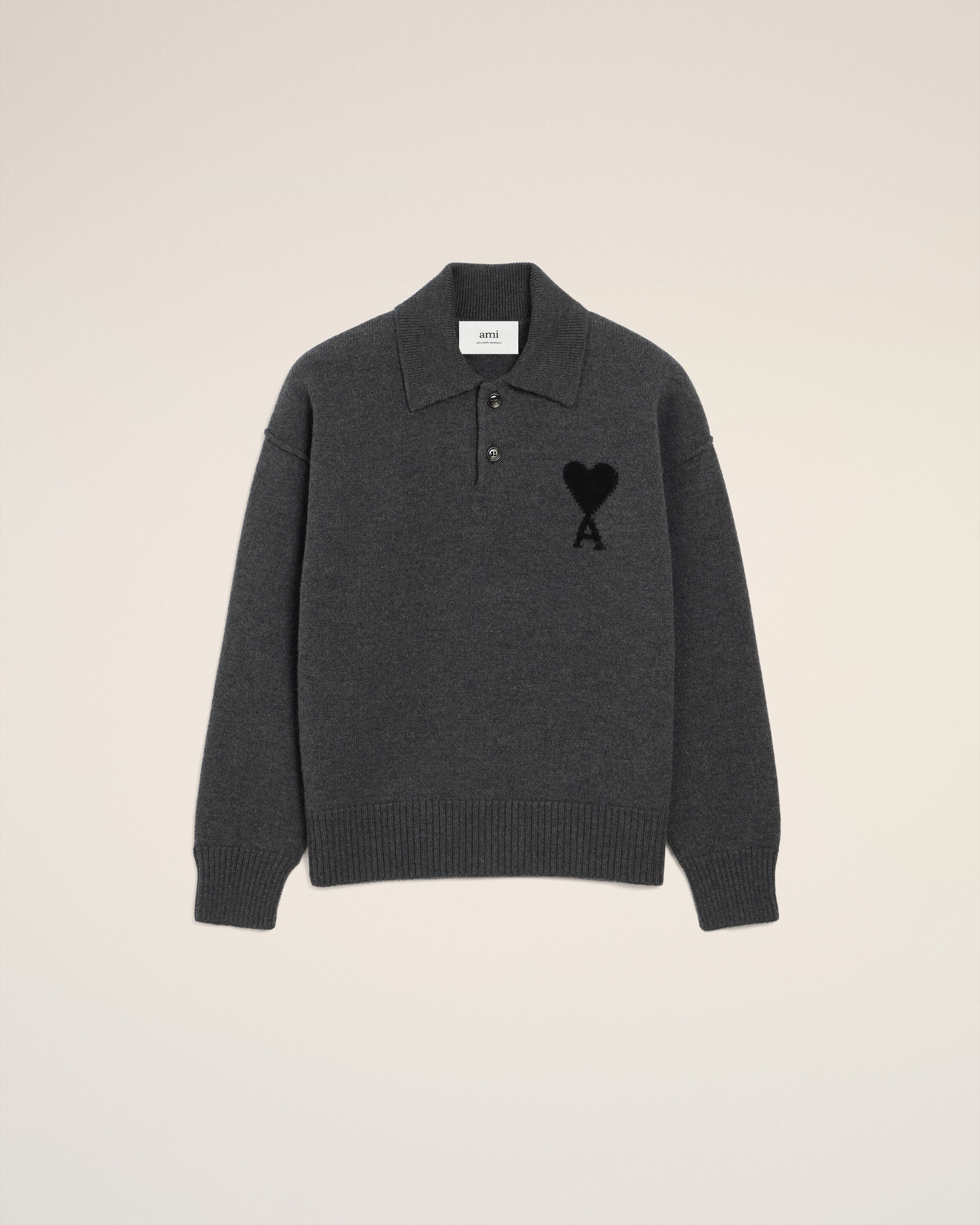 Polo de Lã Cinza Heather / Preto Ami De Coeur | AMI PARIS
