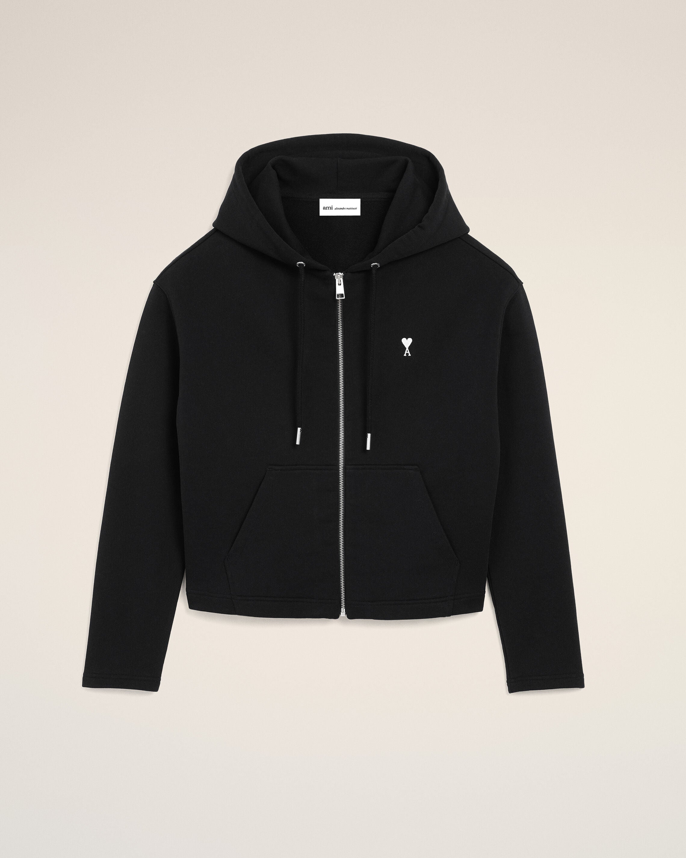MOLETOM ZÍPER AMI DE COEUR EM ALGODÃO PRETO/BRANCO | AMI PARIS