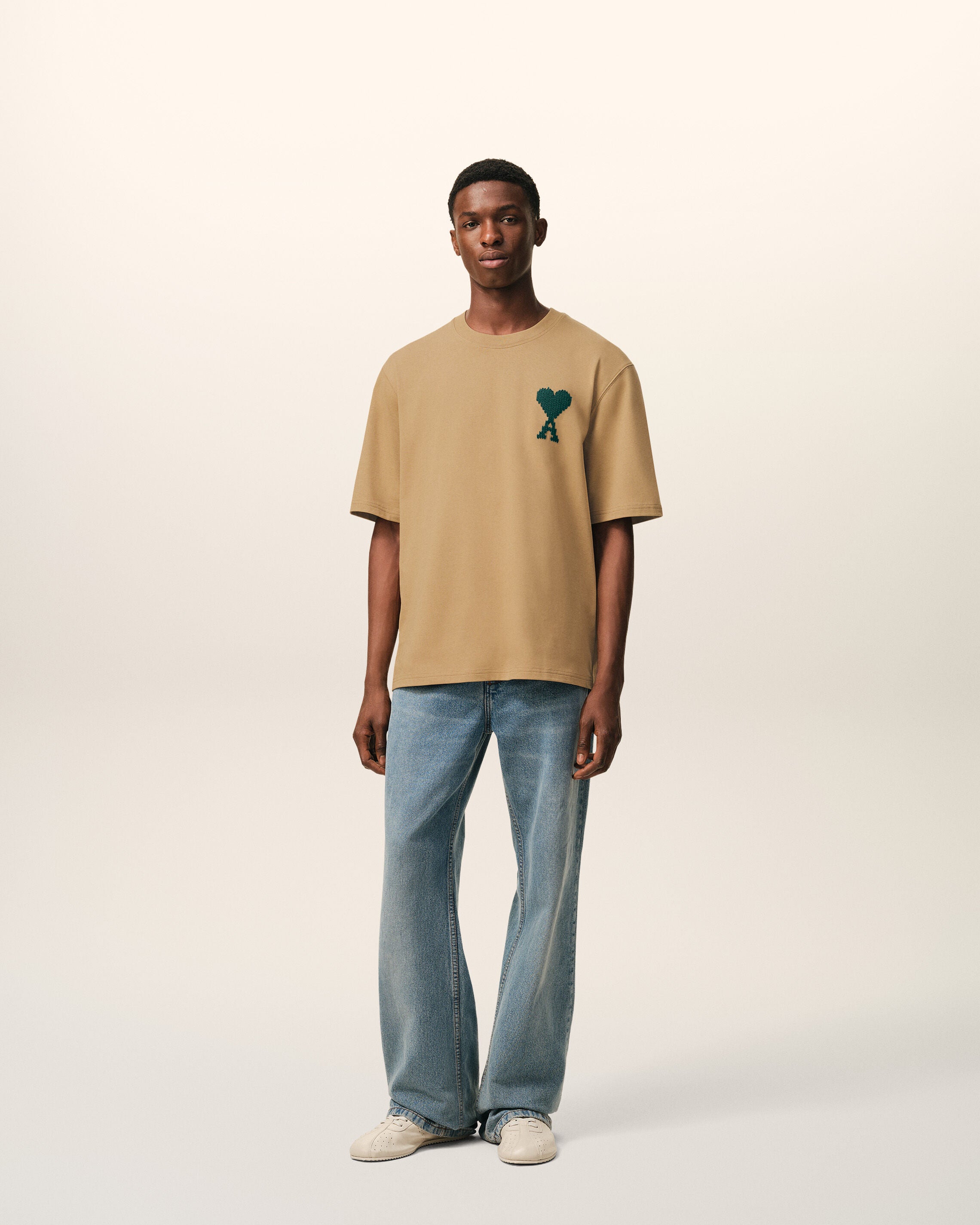 Camisola Ami de Coeur Bege de Algodão CAMEL / EVERGREEN | Ami Paris