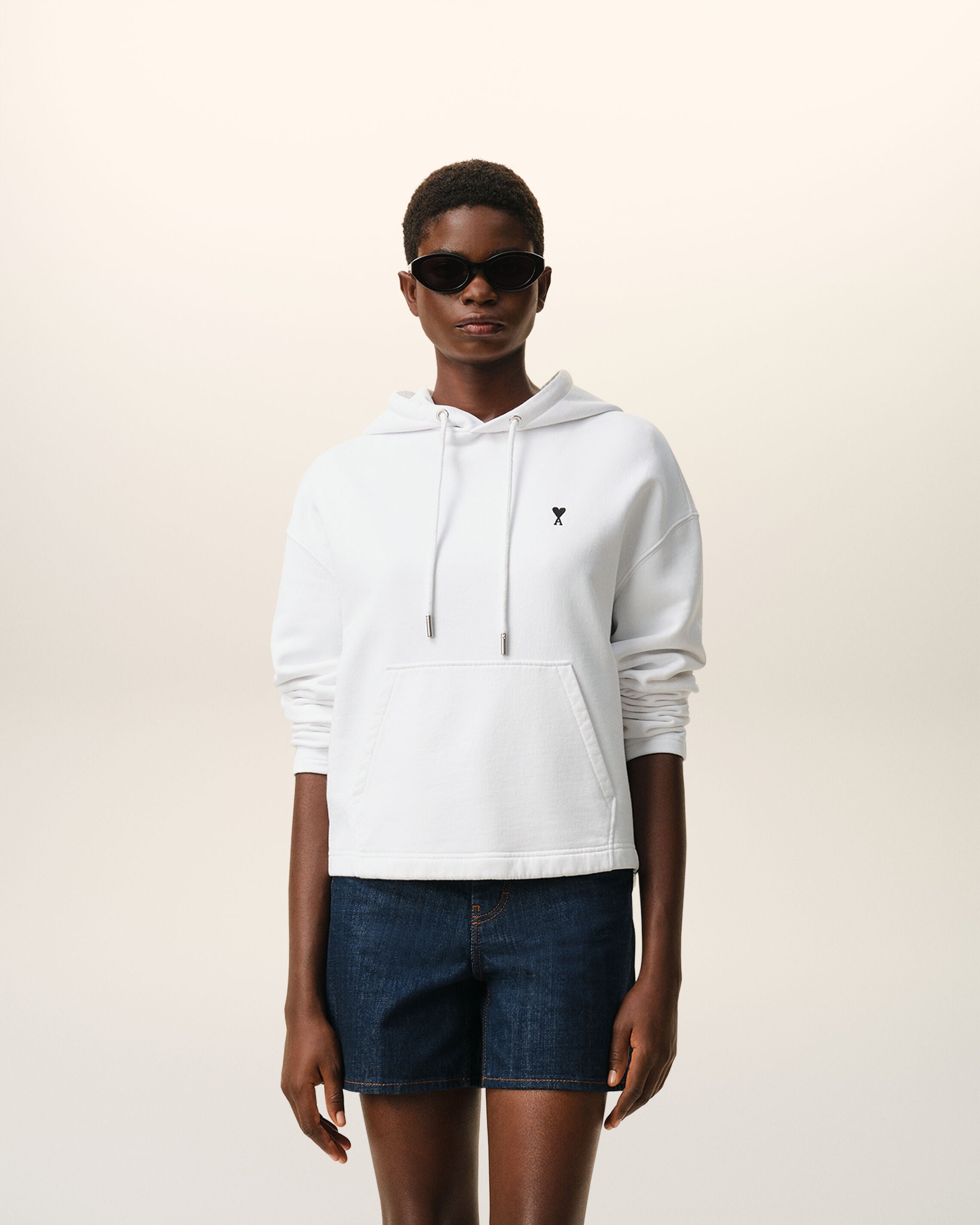 WHITE Hoodie Ami De Coeur de Algodão Contrastante | AMI PARIS