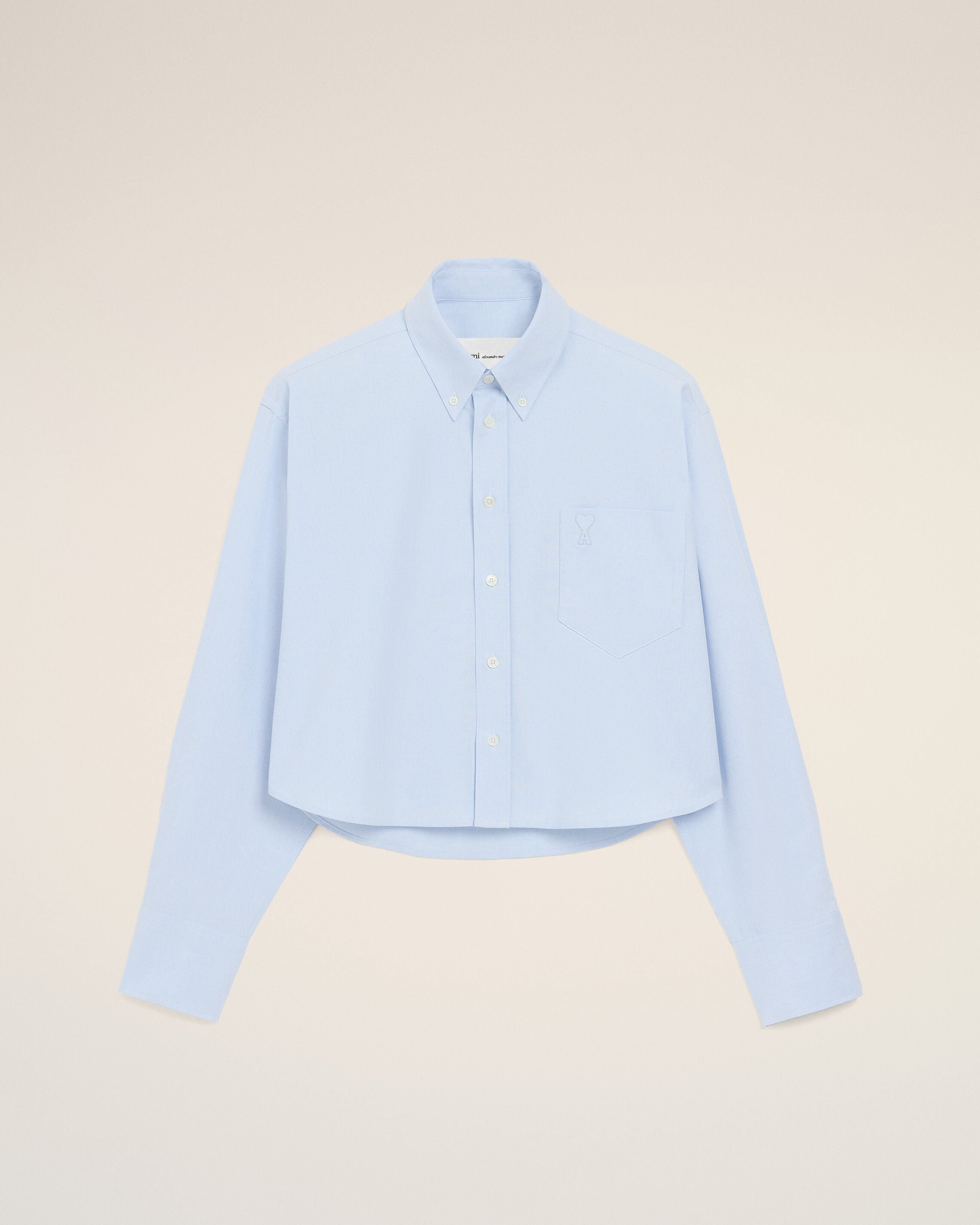 CAMISA OVERSIZE CROPPED DE ALGODÃO AZUL CELESTE AMI DE COEUR | AMI PARIS