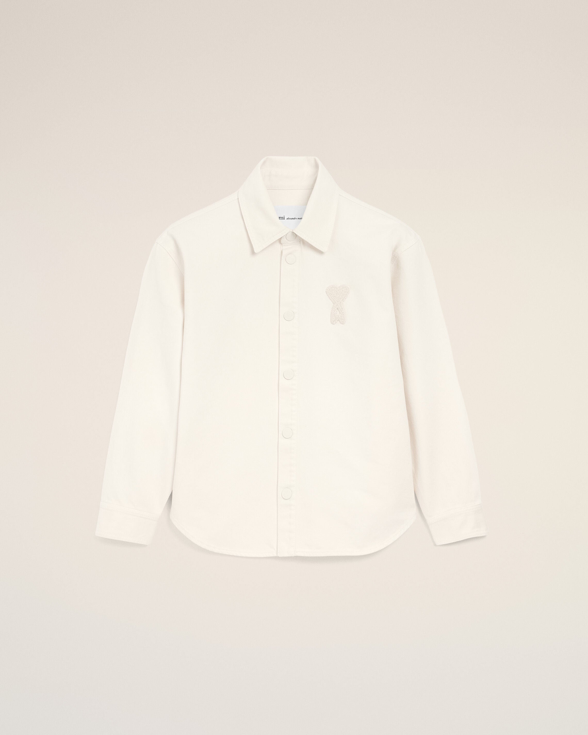 CAMISA OVERSIZED BRANCA DE ALGODÃO MALHADO AMI DE COEUR | AMI PARIS